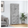 Image de Buffet Haut, Armoire de Rangement avec Pieds, Meuble de Rangement, Organisateur Salon Salle de Séjour, Industriel, Gris Béton Bois d'Ingénierie