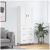 Image de Buffet Haut, Armoire de Rangement avec Pieds, Meuble de Rangement, Organisateur Salon Salle de Séjour, Industriel, Blanc Bois d'Ingénierie 3199761