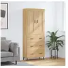 Image de Buffet Haut, Armoire de Rangement avec Pieds, Meuble de Rangement, Organisateur Salon Salle de Séjour, Industriel, Chêne Sonoma Bois d'Ingénierie