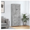 Image de Hoge kast 69,5x34x180 cm bewerkt hout betongrijs3199765
