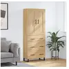 Image de Buffet Haut, Armoire de Rangement avec Pieds, Meuble de Rangement, Organisateur Salon Salle de Séjour, Industriel, Chêne Sonoma Bois d'Ingénierie