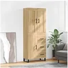 Image de Buffet Haut, Armoire de Rangement avec Pieds, Meuble de Rangement, Organisateur Salon Salle de Séjour, Industriel, Chêne Sonoma Bois d'Ingénierie