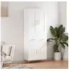 Image de Buffet Haut, Armoire de Rangement avec Pieds, Meuble de Rangement, Organisateur Salon Salle de Séjour, Industriel, Blanc Bois d'Ingénierie