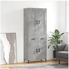 Image de Buffet Haut, Armoire de Rangement avec Pieds, Meuble de Rangement, Organisateur Salon Salle de Séjour, Industriel, Gris Béton Bois d'Ingénierie