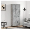 Image de Buffet haut Gris béton 69,5x34x180 cm Bois d'ingénierie