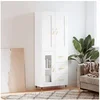 Image de Buffet Haut, Armoire avec Portes et Pieds, Meuble de Rangement, Organisateur de Salon Salle de Séjour, Moderne, Blanc Bois d'Ingénierie