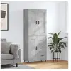 Image de Buffet Haut, Armoire de Rangement avec Pieds, Meuble de Rangement, Organisateur Salon Salle de Séjour, Industriel, Gris Béton Bois d'Ingénierie