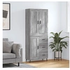 Image de Buffet Haut, Armoire de Rangement avec Pieds, Meuble de Rangement, Organisateur Salon Salle de Séjour, Industriel, Sonoma Gris Bois d'Ingénierie
