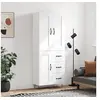 Image de Buffet Haut, Armoire de Rangement avec Pieds, Meuble de Rangement, Organisateur Salon Salle de Séjour, Industriel, Blanc Bois d'Ingénierie 3200033