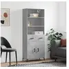 Image de Buffet Haut, Armoire de Rangement avec Pieds, Meuble de Rangement, Organisateur Salon Salle de Séjour, Moderne, Gris Béton Bois d'Ingénierie 3200517