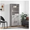 Image de Buffet Haut, Armoire de Rangement avec Pieds, Meuble de Rangement, Organisateur Salon Salle de Séjour, Moderne, Sonoma Gris Bois d'Ingénierie