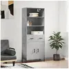 Image de Buffet Haut, Armoire de Rangement avec Pieds, Meuble de Rangement, Organisateur Salon Salle de Séjour, Moderne, Gris Béton Bois d'Ingénierie
