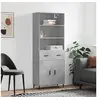 Image de Buffet Haut, Armoire de Rangement avec Pieds, Meuble de Rangement, Organisateur Salon Salle de Séjour, Moderne, Gris Béton Bois d'Ingénierie