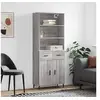 Image de Buffet Haut, Armoire de Rangement avec Pieds, Meuble de Rangement, Organisateur Salon Salle de Séjour, Moderne, Sonoma Gris Bois d'Ingénierie