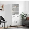 Image de Buffet Haut, Armoire de Rangement avec Pieds, Meuble de Rangement, Organisateur Salon Salle de Séjour, Moderne, Blanc Bois d'Ingénierie