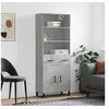 Image de Buffet Haut, Armoire de Rangement avec Pieds, Meuble de Rangement, Organisateur Salon Salle de Séjour, Moderne, Gris Béton Bois d'Ingénierie