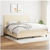 Image de Boxspring met matras stof cràmekleurig 200x200 cm3141646