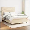 Image de Boxspring met matras stof cràmekleurig 140x190 cm3142014