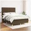 Image de Boxspring met matras stof donkerbruin 140x190 cm3142172