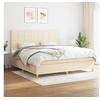 Image de Boxspring met matras stof cràmekleurig 200x200 cm3142366