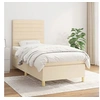 Image de Sommier à Lattes de Lit avec Matelas, Lit Rembourré, Lit Simple, Lit Adulte de Chambre à Coucher Intérieur, Moderne, Crème 90x200 cm Tissu 3142390