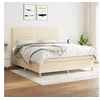 Image de Sommier à Lattes de Lit avec Matelas, Lit Rembourré, Lit Double, Lit Adulte de Chambre à Coucher Intérieur, Moderne, Crème 180x200 cm Tissu 3142438
