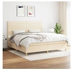 Image de Boxspring met matras stof cràmekleurig 200x200 cm3142446