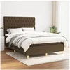 Image de Boxspring met matras stof donkerbruin 140x200 cm3142580