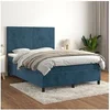 Image de Boxspring met matras fluweel donkerblauw 140x200 cm3142909