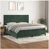 Image de Sommier à Lattes de Lit avec Matelas, Lit Rembourré, Lit Double, Lit Adulte de Chambre à Coucher Intérieur, Moderne, Vert Foncé 200x200cm Velours