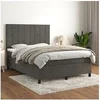 Image de Boxspring met matras fluweel donkergrijs 140x190 cm3143020