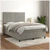 Image de Boxspring met matras fluweel lichtgrijs 140x200 cm3143085