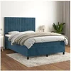 Image de Boxspring met matras fluweel donkerblauw 140x190 cm3143143
