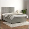 Image de Boxspring met matras fluweel lichtgrijs 140x190 cm3143259
