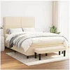 Image de Boxspring met matras stof cràmekleurig 140x200 cm3136522