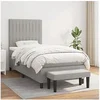 Image de Boxspring met matras stof lichtgrijs 90x200 cm3136725