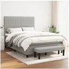 Image de Boxspring met matras stof lichtgrijs 140x190 cm3136749