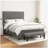 Image de Boxspring met matras stof donkergrijs 140x200 cm3136838
