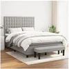Image de Boxspring met matras stof lichtgrijs 140x190 cm3136909