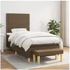 Image de Sommier à Lattes de Lit avec Matelas, Lit Rembourré, Lit Simple, Lit Adulte de Chambre à Coucher Intérieur, Moderne, Marron Foncé 90x190 cm