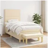 Image de Boxspring met matras stof cràmekleurig 90x200 cm3137050