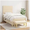 Image de Sommier à Lattes de Lit avec Matelas, Lit Rembourré, Lit Simple, Lit Adulte de Chambre à Coucher Intérieur, Moderne, Crème 90x190 cm Tissu 3137202