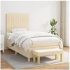 Image de Boxspring met matras stof cràmekleurig 90x200 cm3137290
