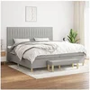 Image de Boxspring met matras stof lichtgrijs 200x200 cm3137341
