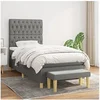 Image de Boxspring met matras stof donkergrijs 100x200 cm3137374