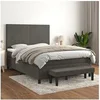 Image de Boxspring met matras fluweel donkergrijs 140x190 cm3137720
