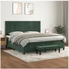 Image de Sommier à Lattes de Lit avec Matelas, Lit Rembourré, Lit Double, Lit Adulte de Chambre à Coucher Intérieur, Moderne, Vert Foncé 200x200cm Velours