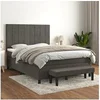 Image de Boxspring met matras fluweel donkergrijs 140x190 cm3137840