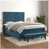Image de Boxspring met matras fluweel donkerblauw 140x190 cm3137903