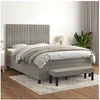 Image de Boxspring met matras fluweel lichtgrijs 140x200 cm3137965